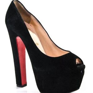 Christian louboutin peep toe suede heels 36.5